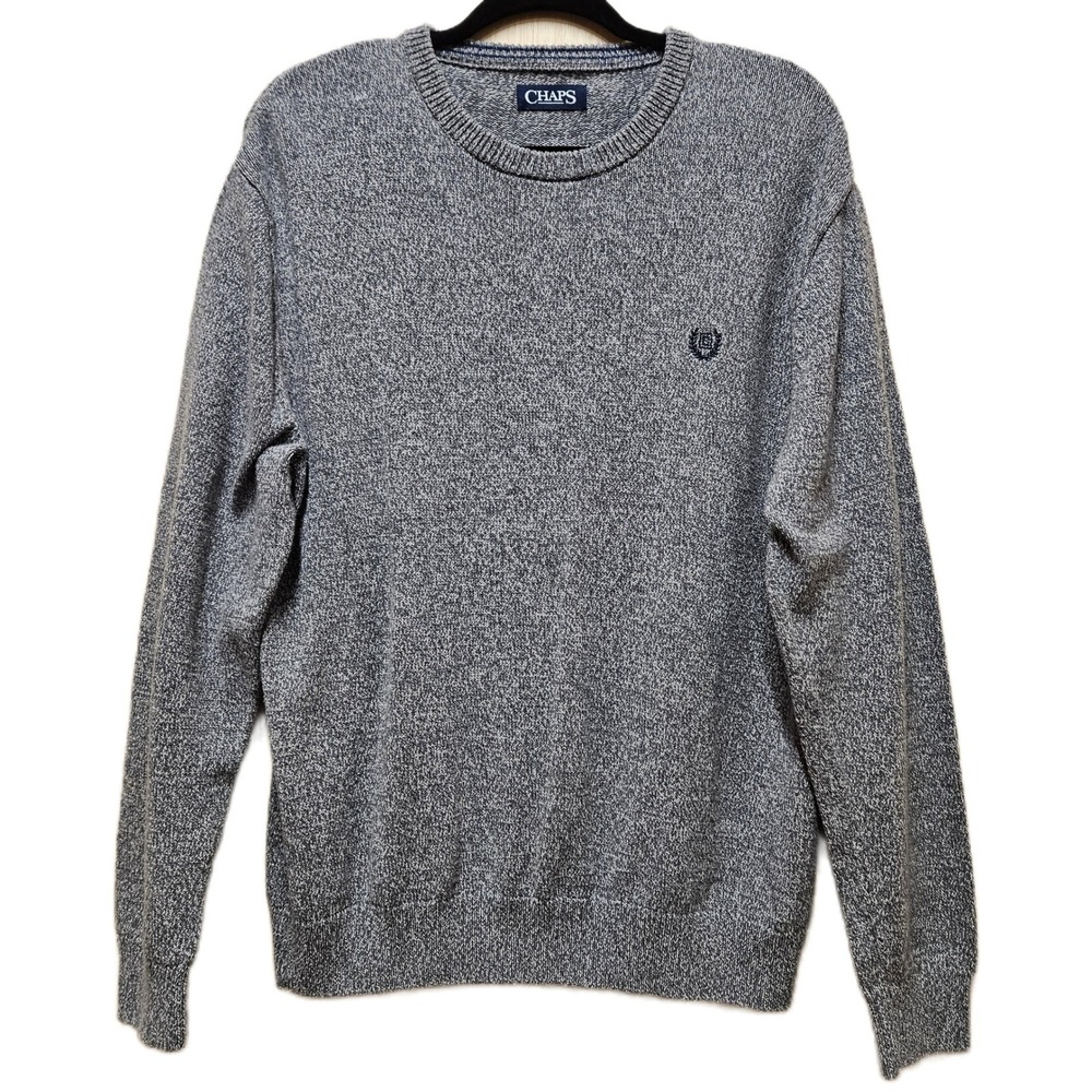 Chaps Ralph Lauren Gray Marled Men's Classic Fit Crew Neck Sweater Size Large